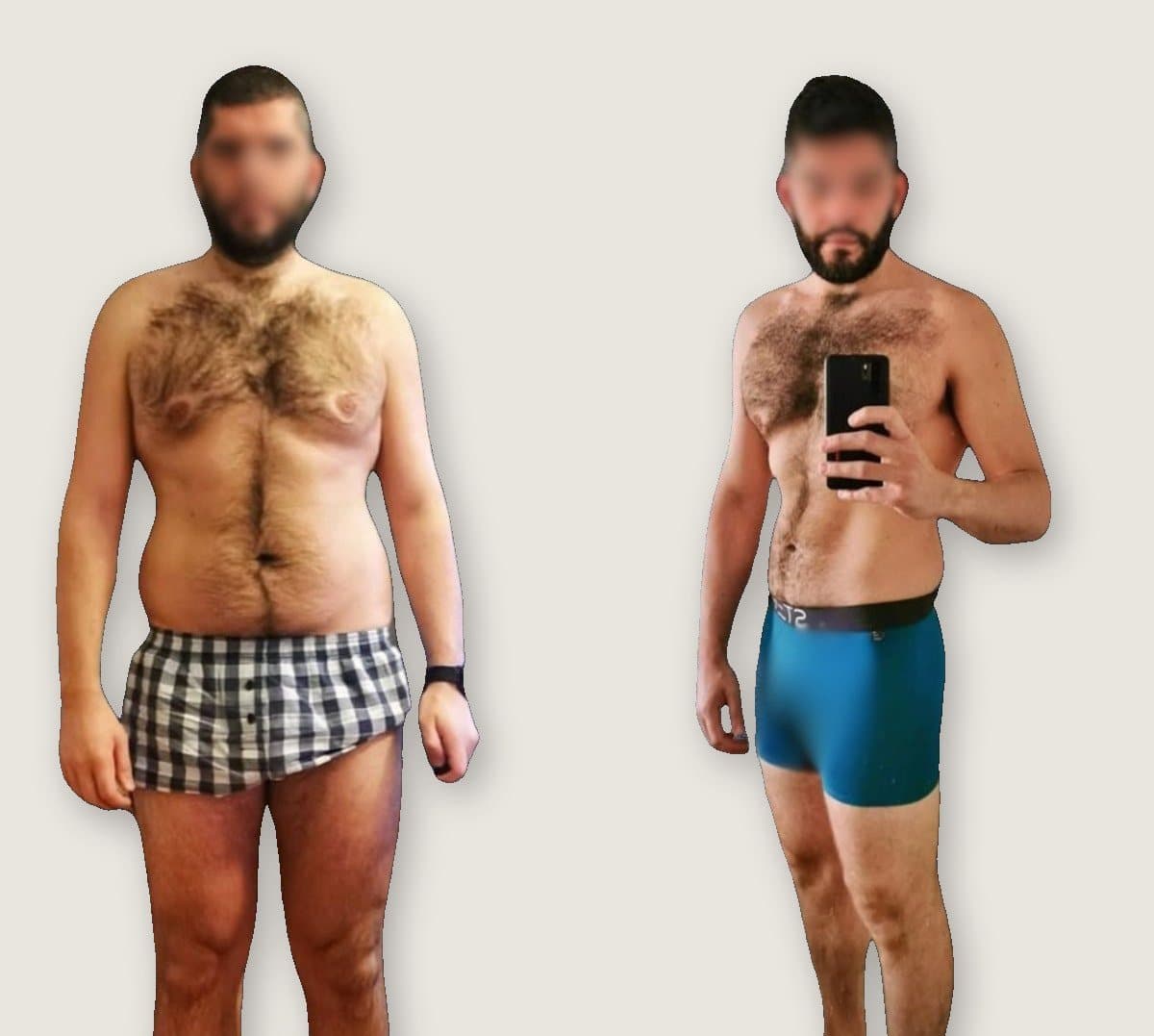 Client 1: before on the left, after on the right